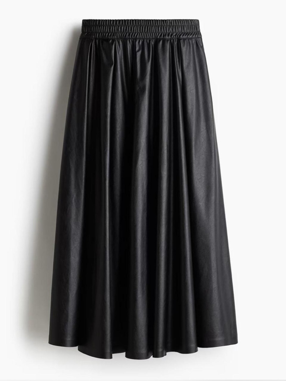H&M Edition Black faux leather A line skirt with elastic waistband - Size XXL